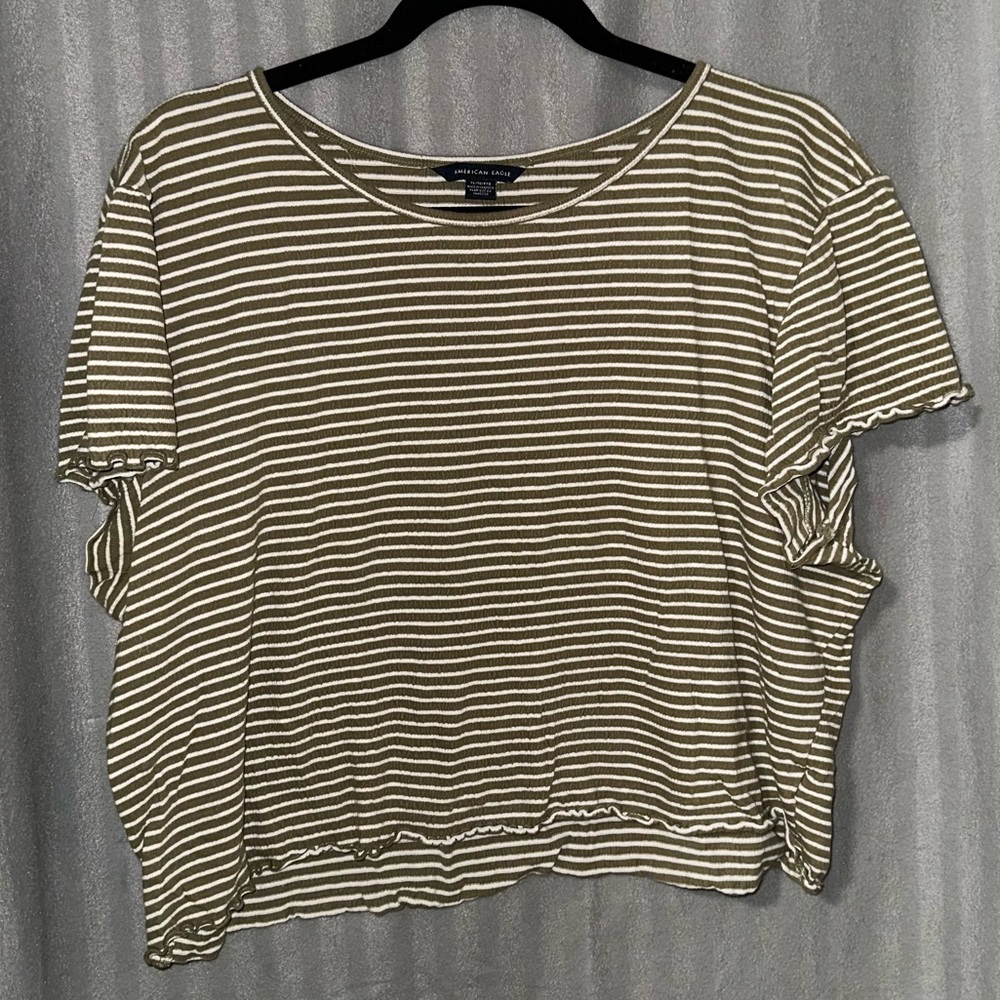 AE green striped T-shirt